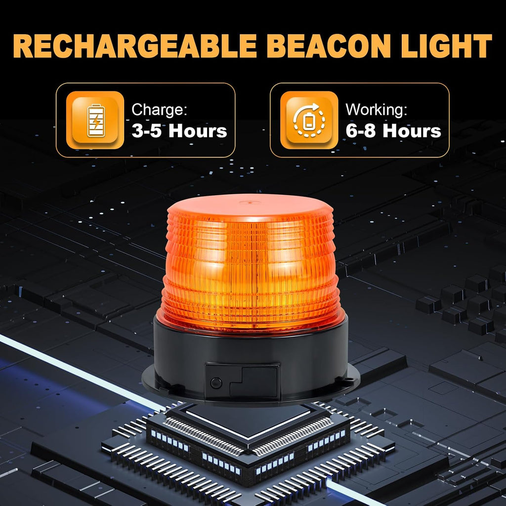 Magnetic Cordless Beacon Light,Amber Rechargeable Strobe Lights for Trucks,Portable Flashing Emergency Safety Warning
