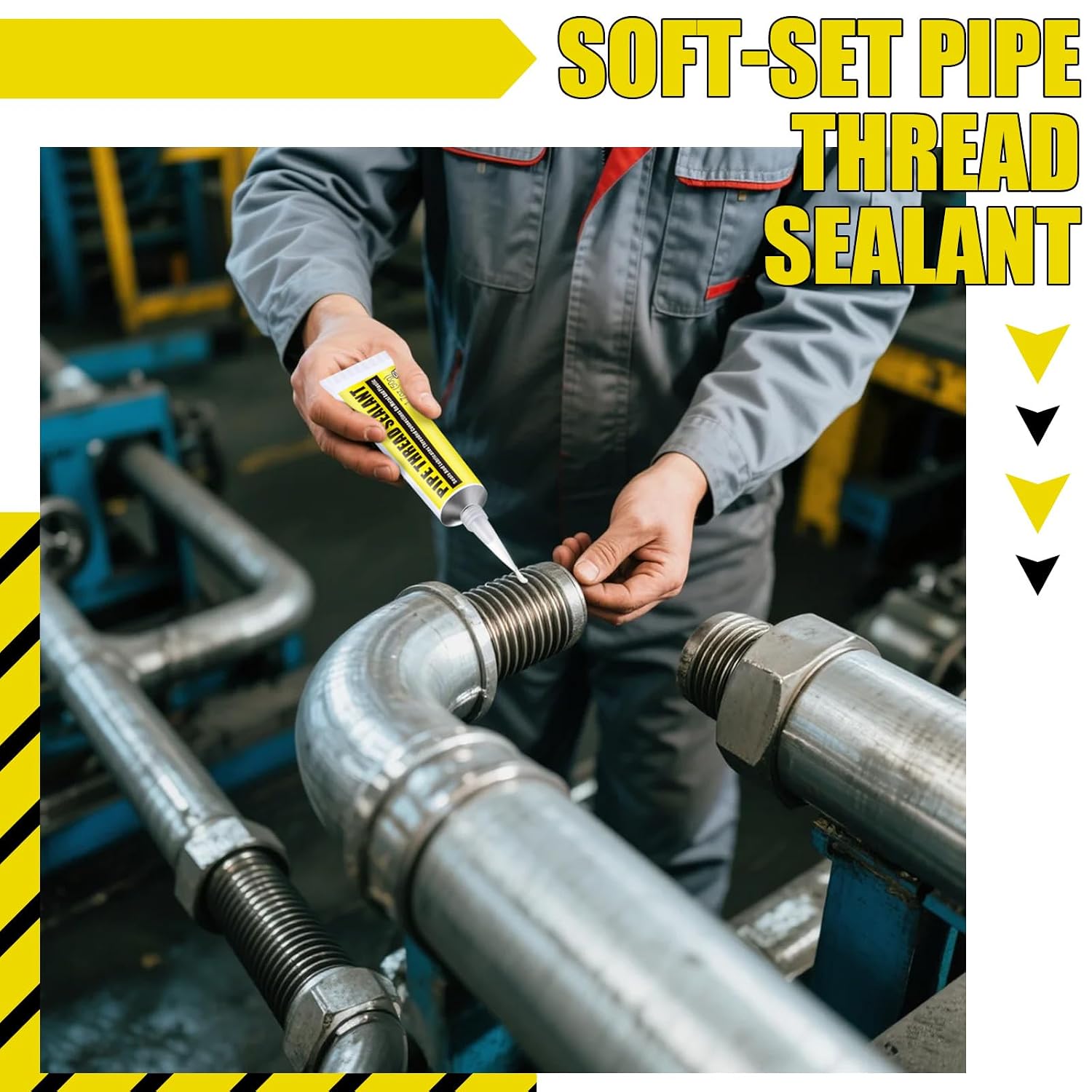2 Pcs Soft Set Pipe Thread Sealant, 1-3/4 Ounce Non Hardening Paste with 2 Brush for Metal & Plastic Leak Proof, Temp