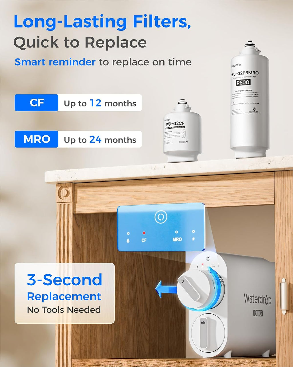G2P600 Under-Sink RO System, 600 GPD Tankless RO Water Filtration