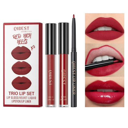 All In One Lip Kit 3 In 1 Smooth Lipliner Lipgloss and Lipstick Set with Matte Velvet Liquid Lipstick Hydrating
