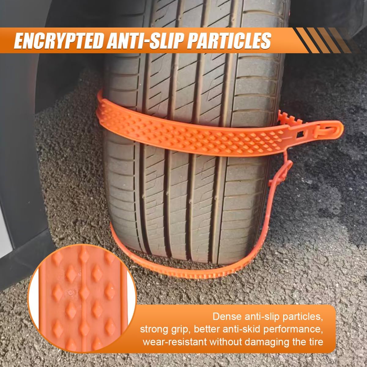 Universal Car Anti-Skid Snow Tire Chains, Adjustable Zip Tie Tires Chain for Ice&Snow&Mud&Sand Road, Portable