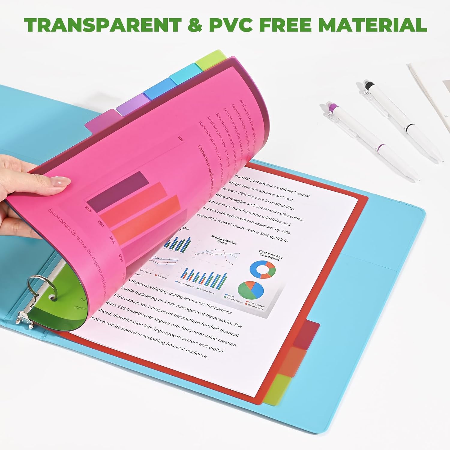 8-Tab Binder Dividers, Plastic (PVC Free) Dividers for 3 Ring Binder, Letter Size, 3-Hole Punched Index Dividers for