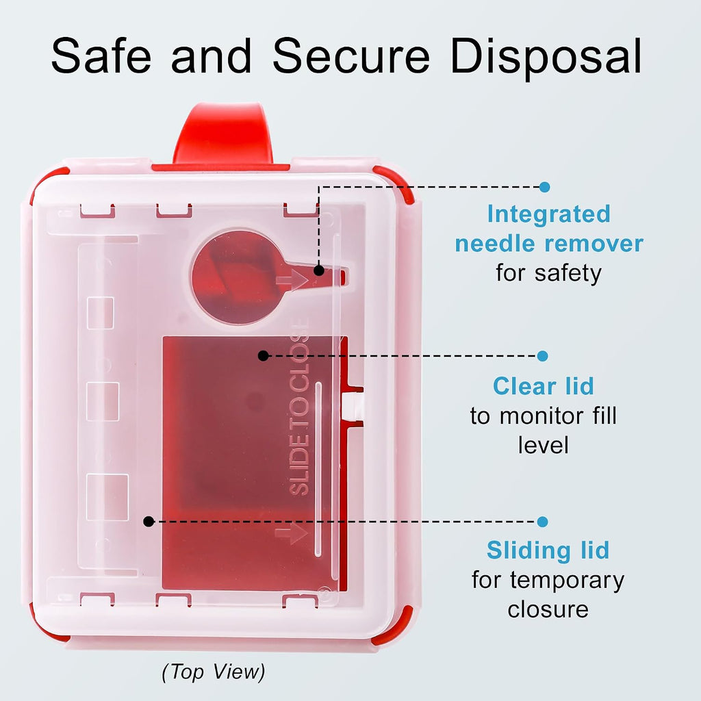 Sharps Container - Small Sharps Containers for Home Use, Travel & Disposal | 2 Quart (Pack of 1), Portable