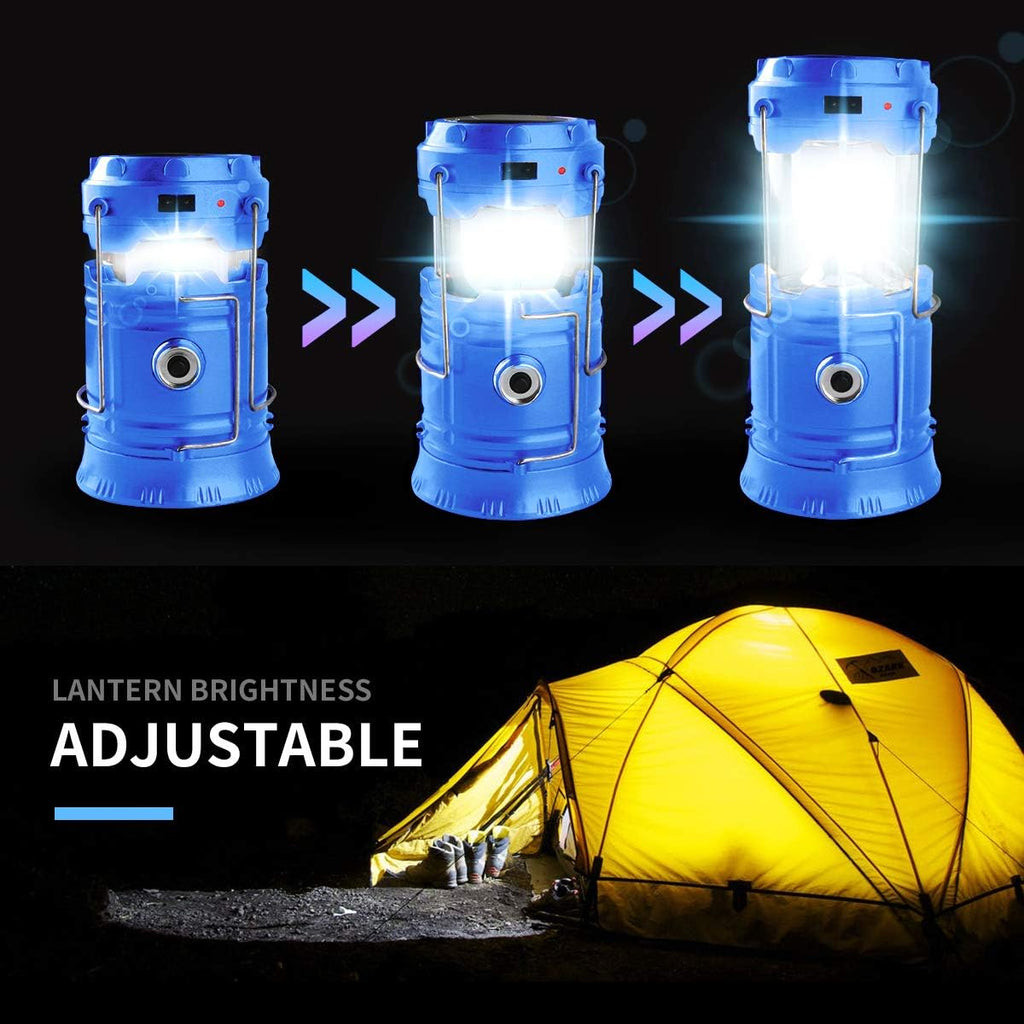 LED Camping Lantern, Solar and Rechargeable Lantern Flashlight Collapsible and Portable Light for