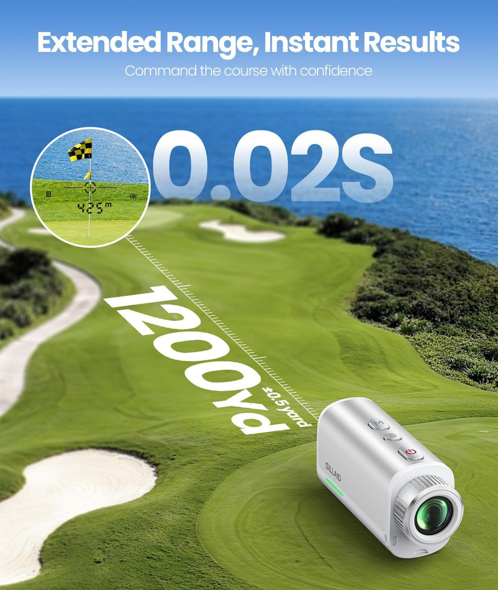 Golf Rangefinder with Slope, 23mm Large Objective Lens Laser Rangefinder, 0.02s Fast Measurement, 7X Magnification