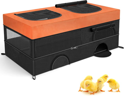 64" Large Chick Brooder Box, Baby Chicken Cage with Removable Roof & Floor