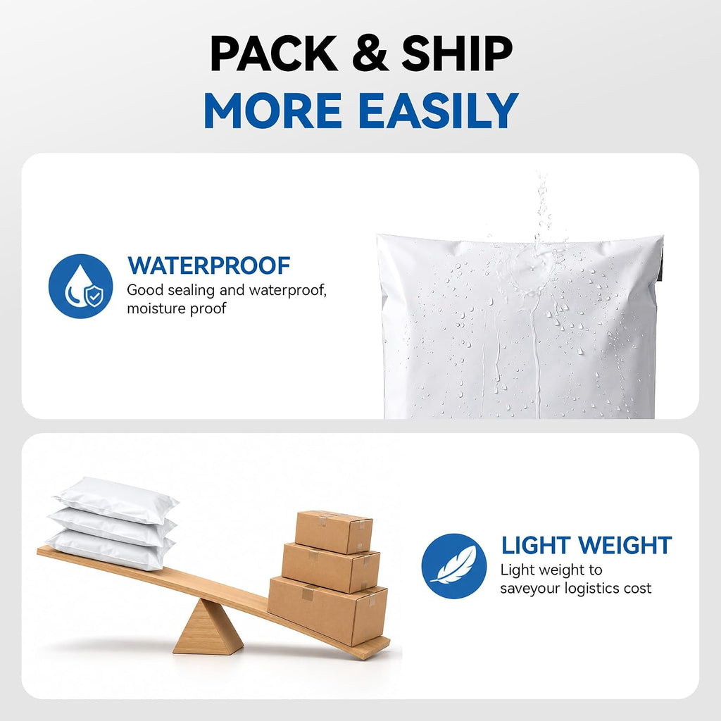 Poly Mailers 6x9 Inch White 100 Pack, Mini Self Adhesive Shipping Envelopes for Small Business, Strong Adhesive