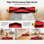 Replacement Rolling Brush with Xiaomi MiJia, Roborock S6 Pure S6 E4 S4 Max S6 MaxV S5 S5 Max S4 E2 E3 E5 E20 E25 E35 S50 S65 Robot Upgraded Anti-Tangle Vacuums Improved Deep Cleaning (1 Set)