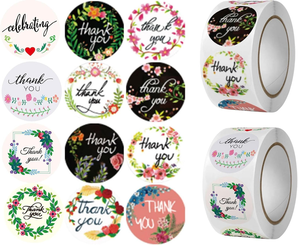 Thank You Stickers 1000 Pcs 1 Inch Thank You Stickers for Envelope Seals Small Business Labels Multicolor