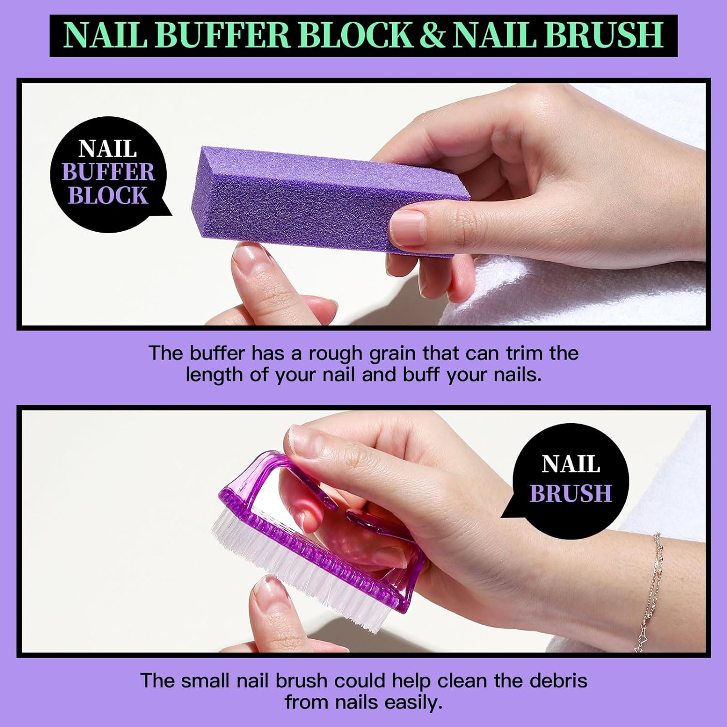 Manicure and Pedicure Tools Kit, Manicure Kit, Nail Files 100/180, Nail Buffer Block, Nail Cuticle Nippers, Cuticle
