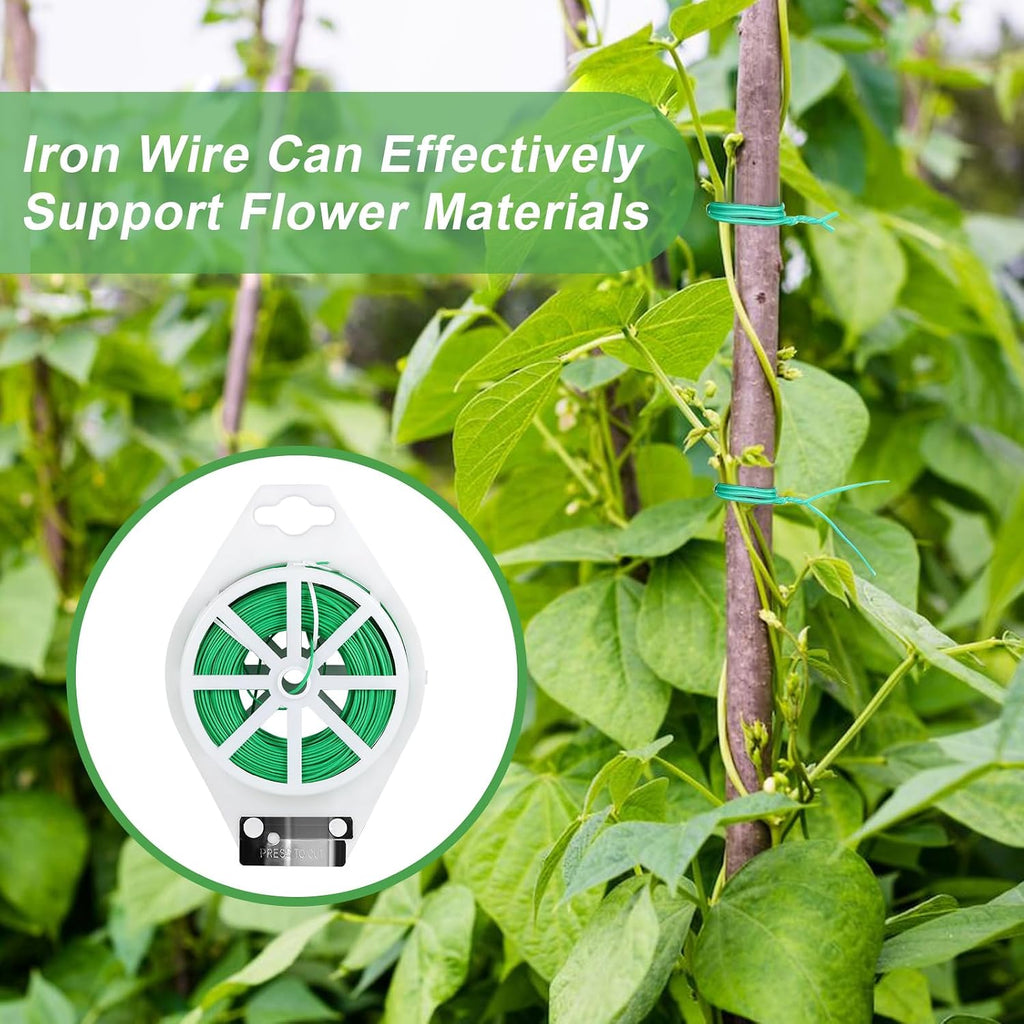 328FT Garden Twist Tie Wire with Cutter, Rustproof for Plants & Home Use