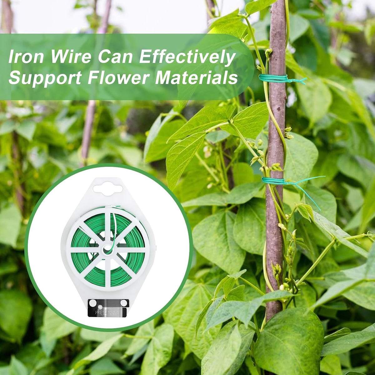 328FT Garden Twist Tie Wire with Cutter, Rustproof for Plants & Home Use