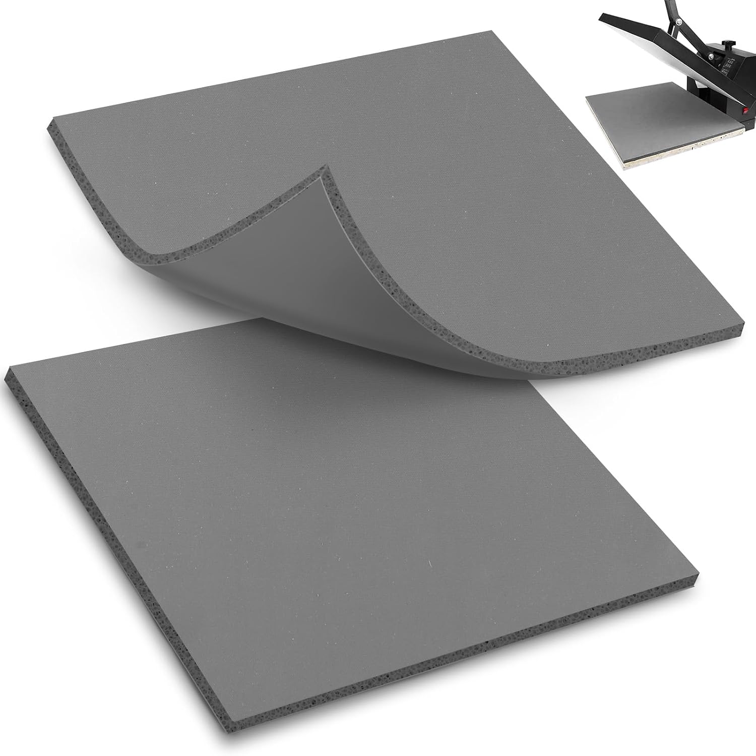 2 Pack Heat Press Mat 15x15IN, Silicone Heat Press Pad, Gray Washable Double-Sided Heat Mat for Heating Press for