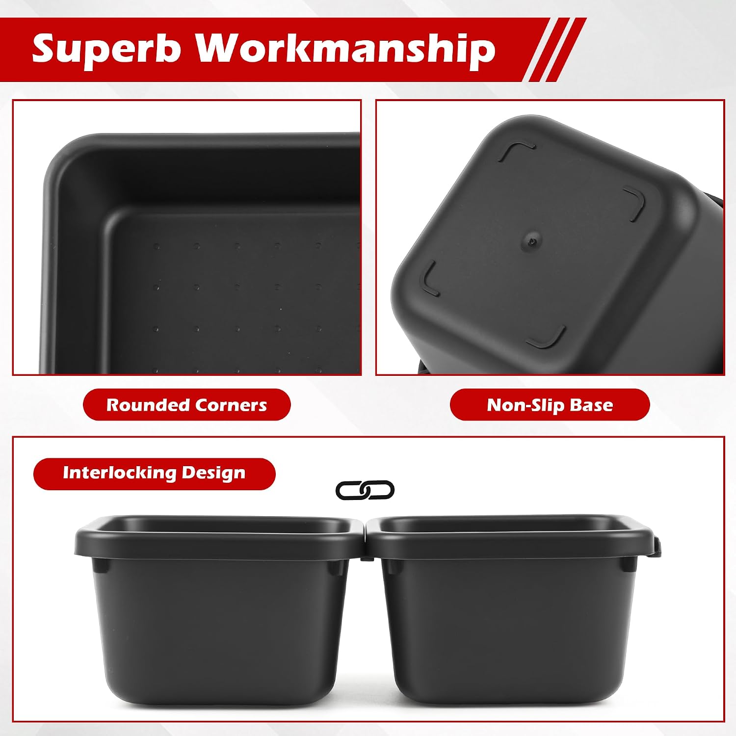 46Pcs & 5 Sizes Tool Box Organizer Tray Set with 15Lb Magnetic Pickup Pen,Drawer Organizer Bin, Garage Organization
