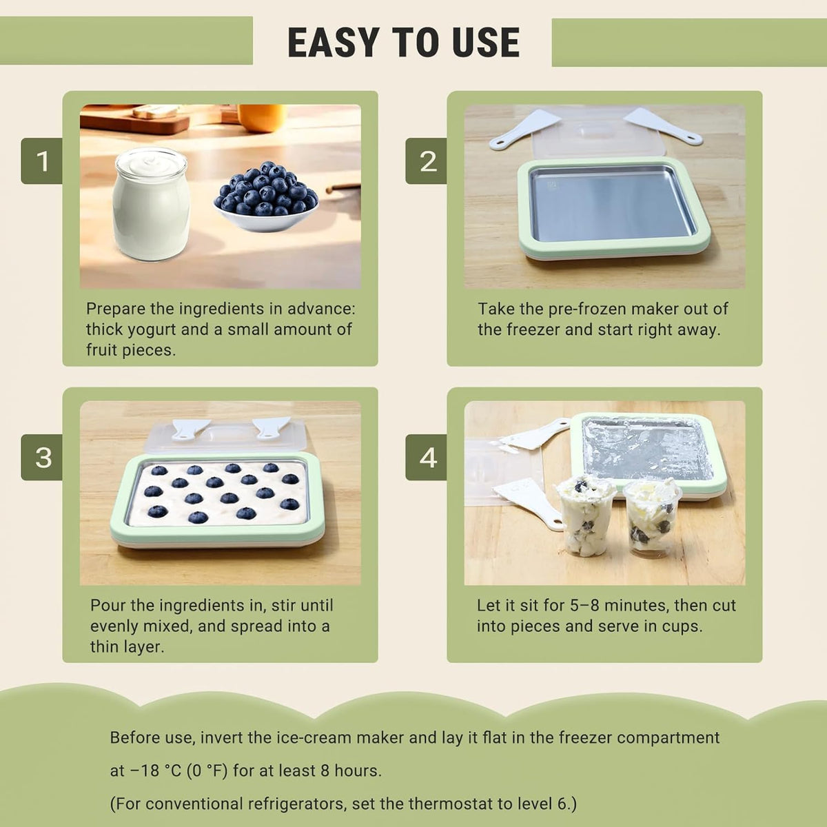 Rolled Ice Cream Maker Tray SUS 304 At Home DIY Instant Ice Cream Machine