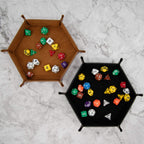 2 Pcs Dice Tray PU Leather Dice Trays Folding Hexagon Dices Holder