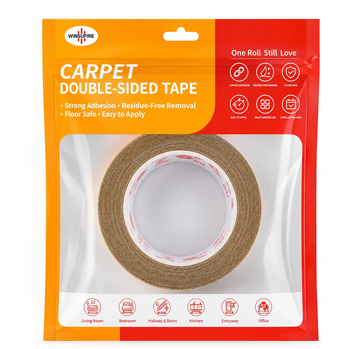 Strong Fixed Carpet Tape Double Sided - Rug Tape 1 Inch 16 Yards