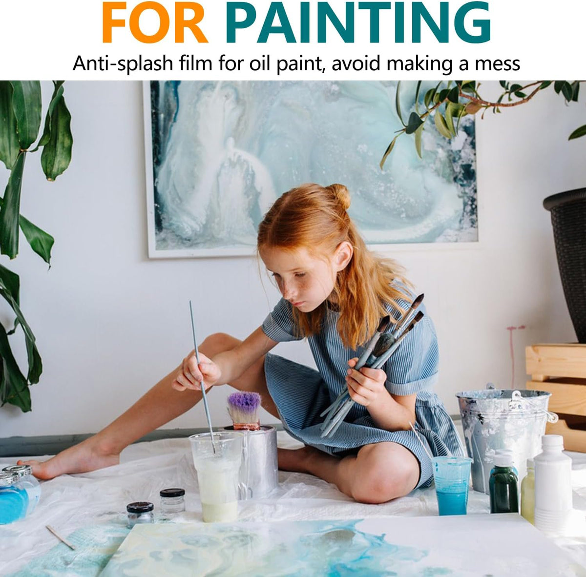 12x9ft Plastic Drop Cloths - Disposable Painter's Sheeting for Floor/Furniture/Car Protection,Paint Drop Cloth (6-Pack)