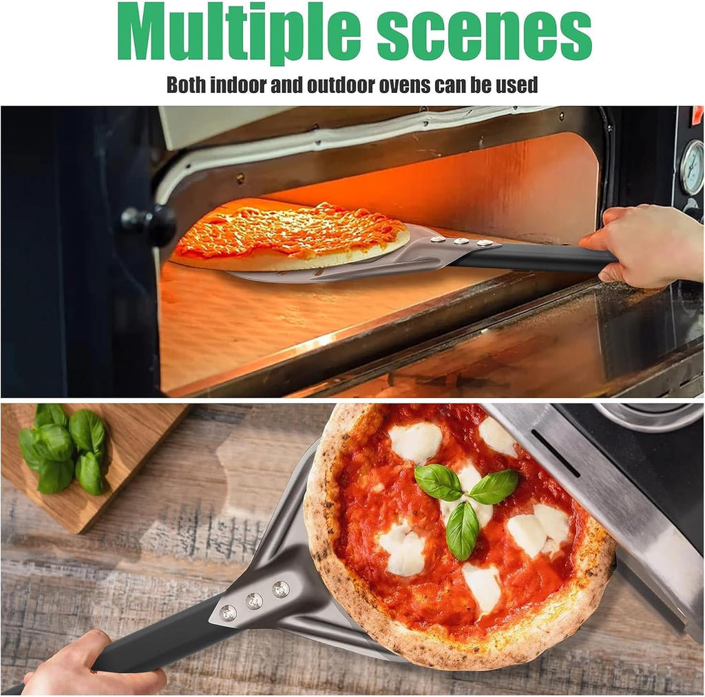 Pizza Turning Peel 8 Inch Round Aluminum Perforated Pizza Peel Turner with Metal Handle Pizza Paddle for Homemade