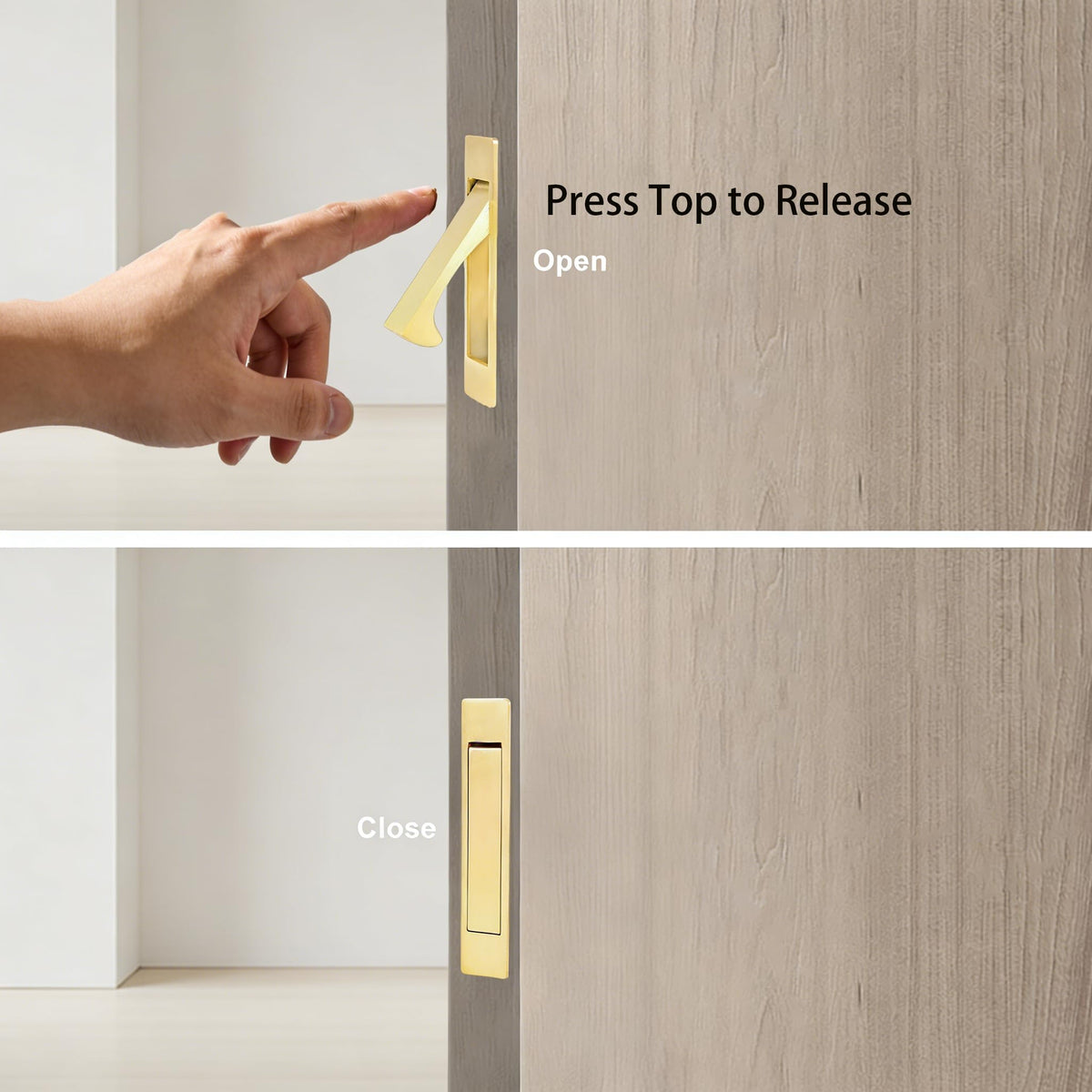Pocket Door Handles Edge Pull,Flush Finger Hardware,Satin Brass,1