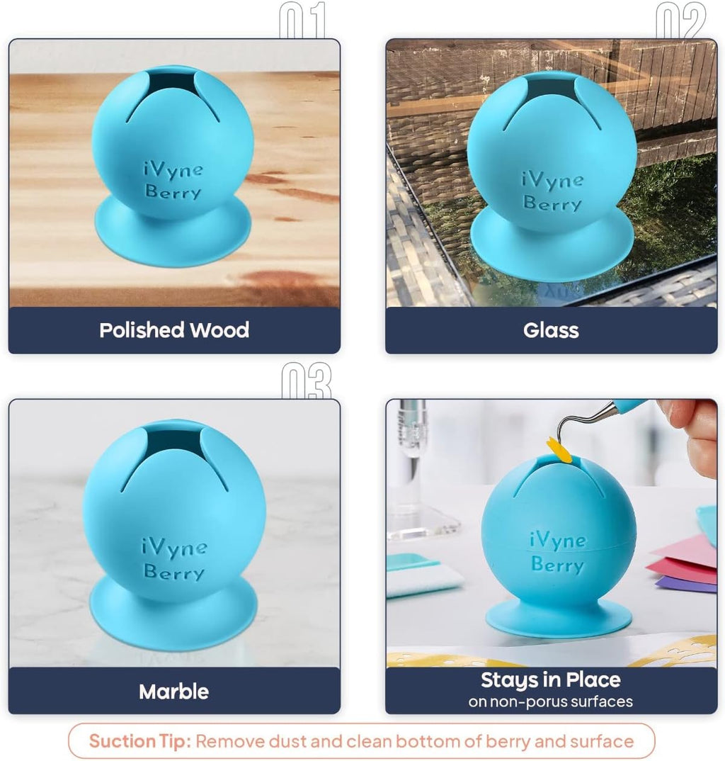 Berry and Silicone Weeding Tools - Suction Vinyl Weeder, Craft Tweezer, Scrap Collector Holder, Storage for Cricut