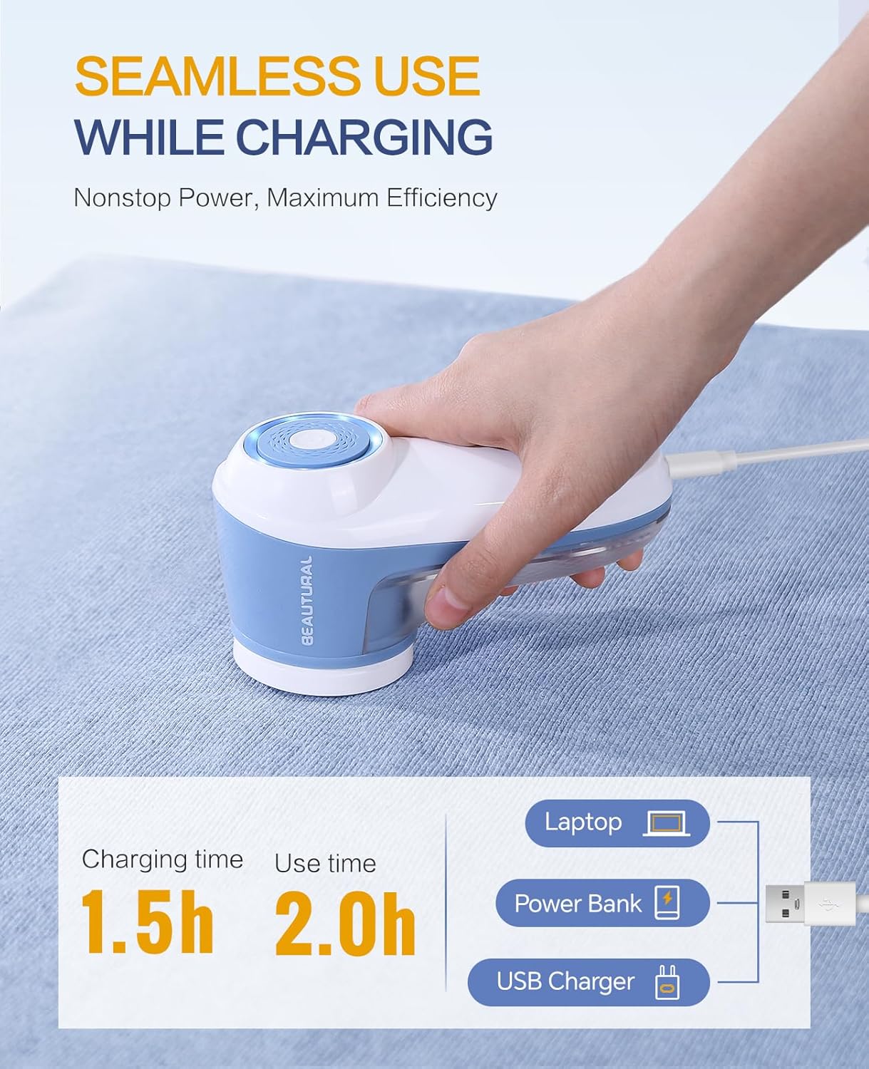 Fabric Shaver and Lint Remover, Rechargeable Sweater Defuzzer | 6-Leaf Blades, Electric Clothes Shavers to Trim Fuzz