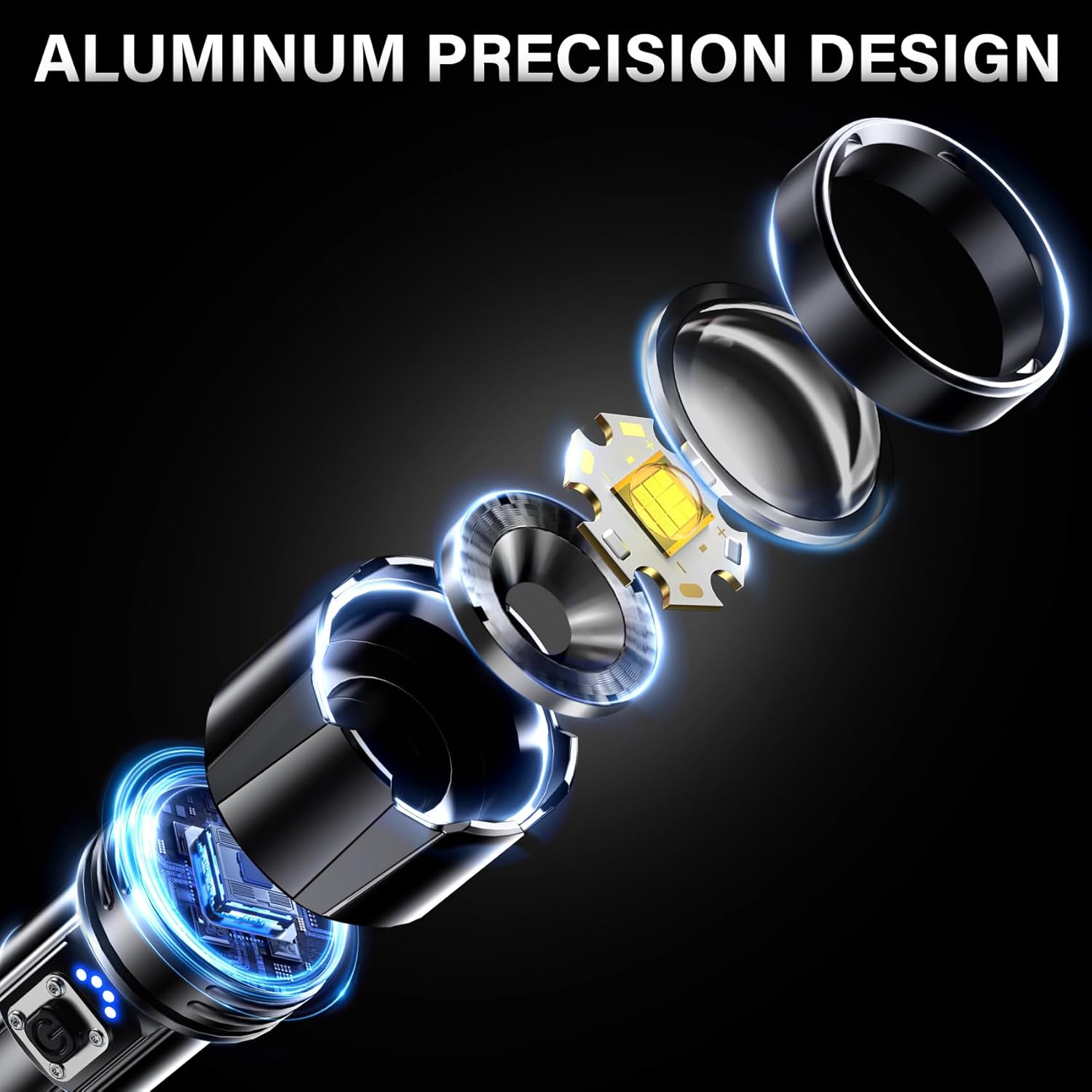 Rechargeable LED Flashlight 99000 High Lumens, Super Bright Flashlights with Zoomable & USB C Rechargeable & 5 Light