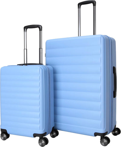 EON 2-Piece Hardside 8-Wheel Spinner Luggage Set: 20" Carry-On & 28" Checked Suitcase Size Luggage, Ashleigh Blue