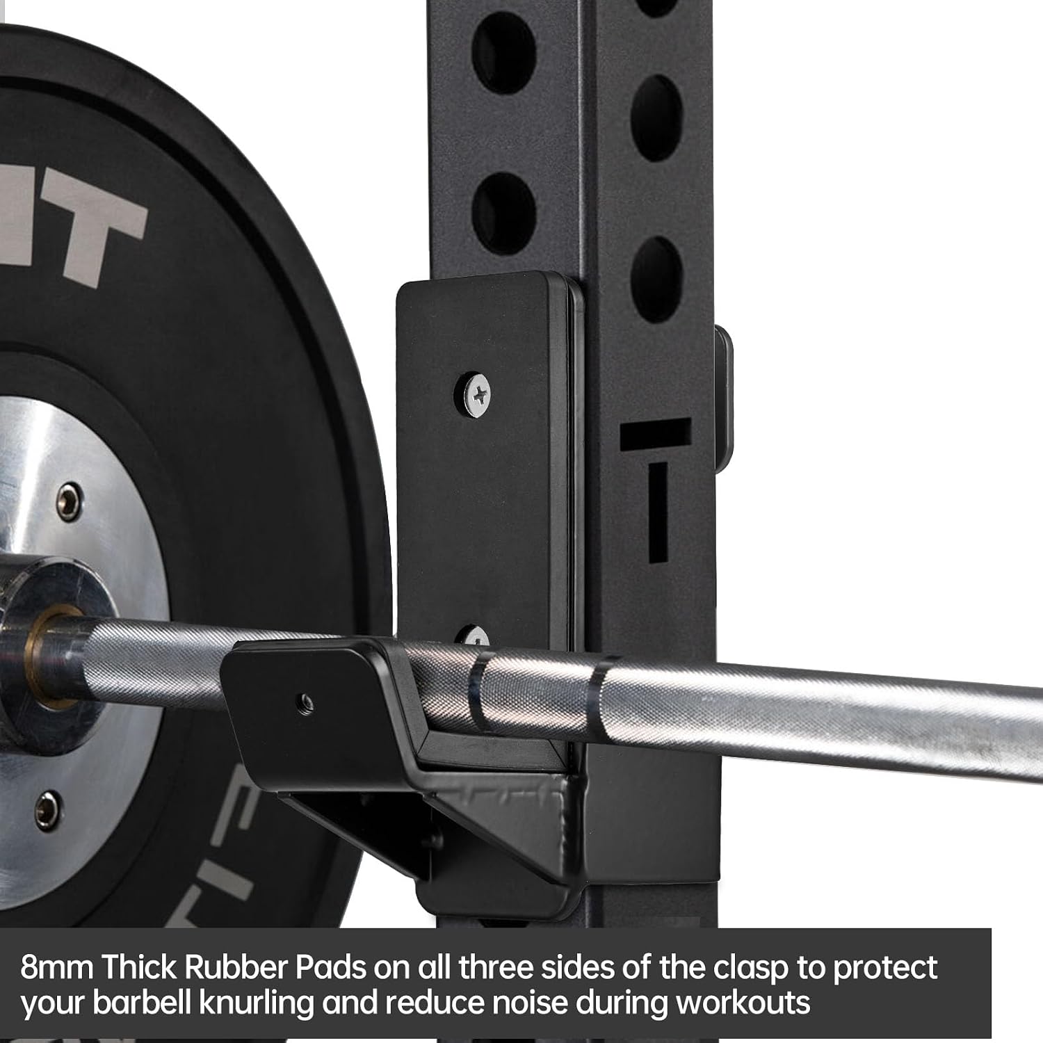 J Hooks for 2" x 2" Power Rack, Rubber Pad J-Hook for Power Cage, Bottom Reinforced Steel J Cups for Squat Rack