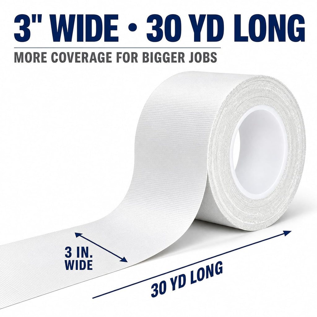 White 3 Inch Wide 30 Yard 9 Mil Heavy Duty Duct Tape Waterproof Repair Tape