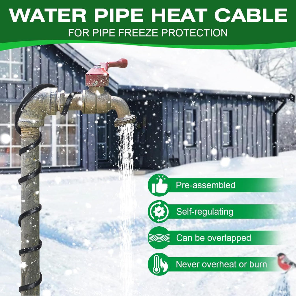 3FT-200FT Pipe Heating Cable for Water Pipes, Heat Tape for Water Pipe | Heat Cable for Water Pipes(Metal and
