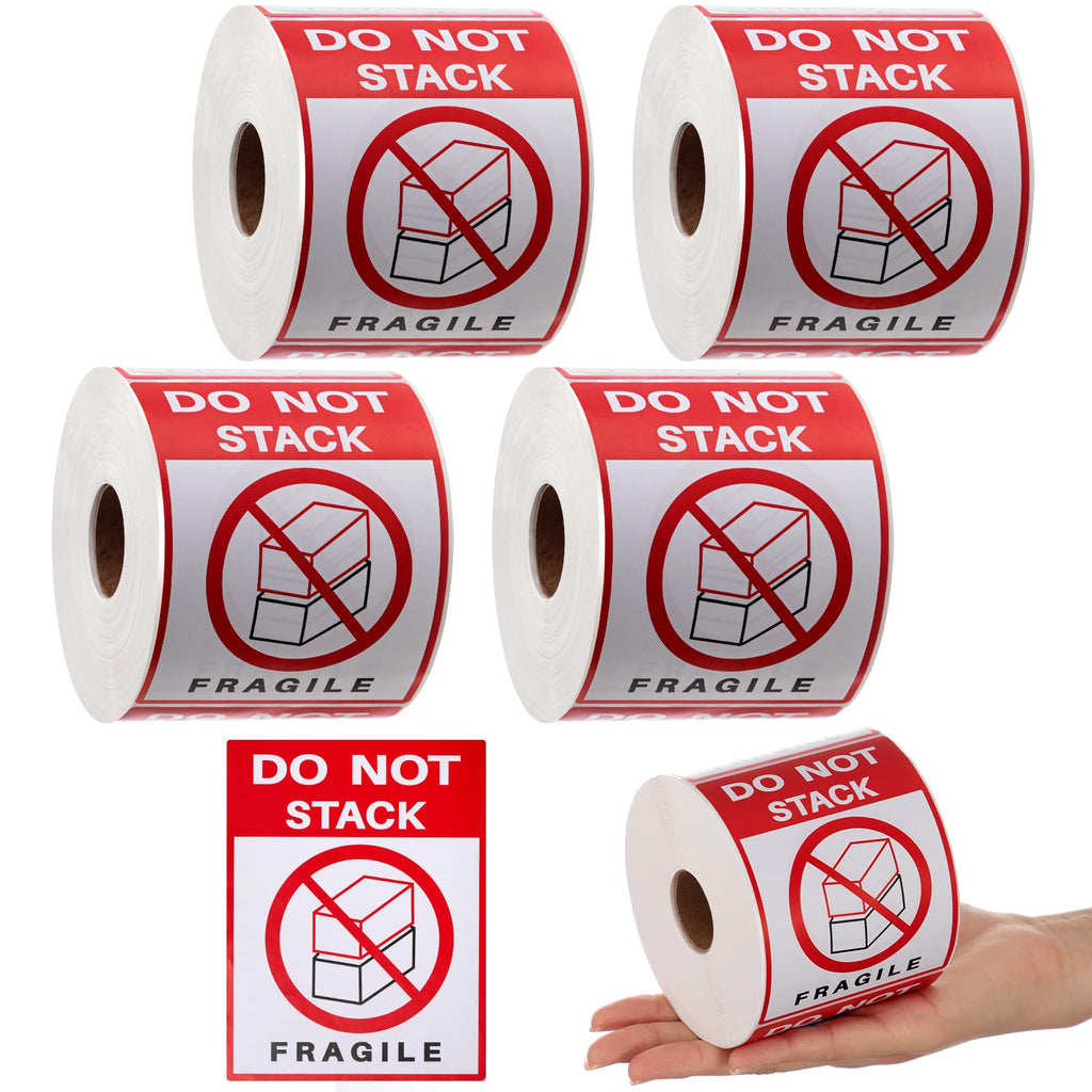 4 Rolls 3" x 4" 2000 Labels Do Not Stack Stickers, Heavy Duty Warning Labels for Shipping Boxes, Fragile Packages &
