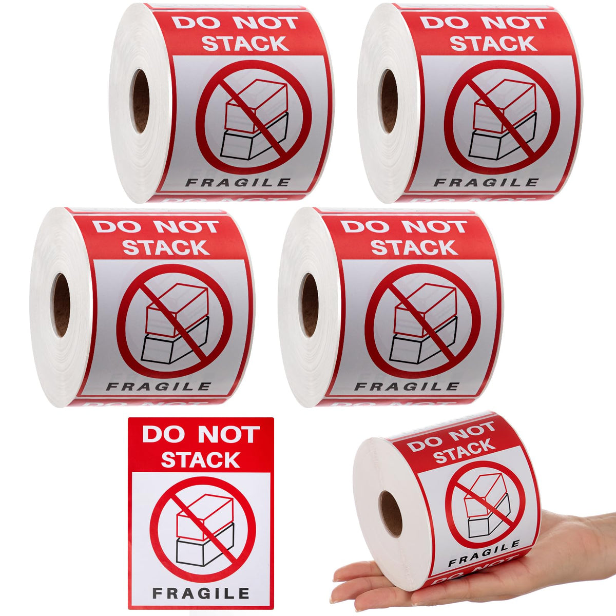 4 Rolls 3" x 4" 2000 Labels Do Not Stack Stickers, Heavy Duty Warning Labels for Shipping Boxes, Fragile Packages &