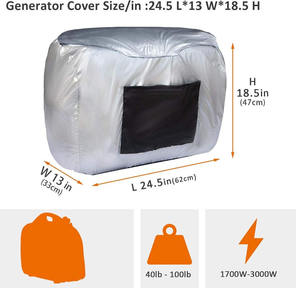 Waterproof Generator Cover Inverter Generator Storage Cover for Most Universal Generator 1000-2500 Watt (L24.5" x