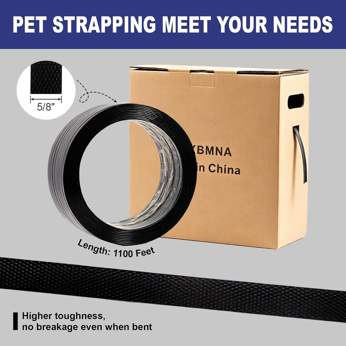 Banding Strapping Kit with 5/8" x1100 ft Polyester Band PET Strapping Roll