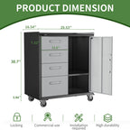Metal Mobile Tool Storage Cabinet with 4 Drawer and 1 Locking Door