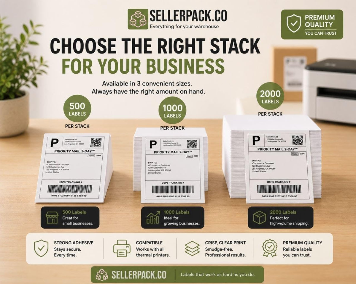 SellerPack 4x6 Thermal Labels Fanfold 500 Labels per Pack, Zebra & Munbyn