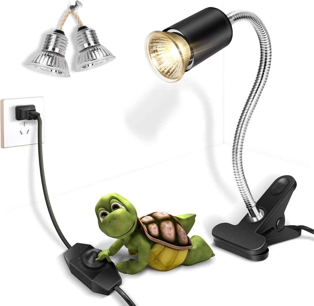 Reptile Heat Lamp,Heating Lamp with Clamp, Adjustable Habitat Basking Heat Lamp,UVA/UVB Light Lamp 360° Rotatable
