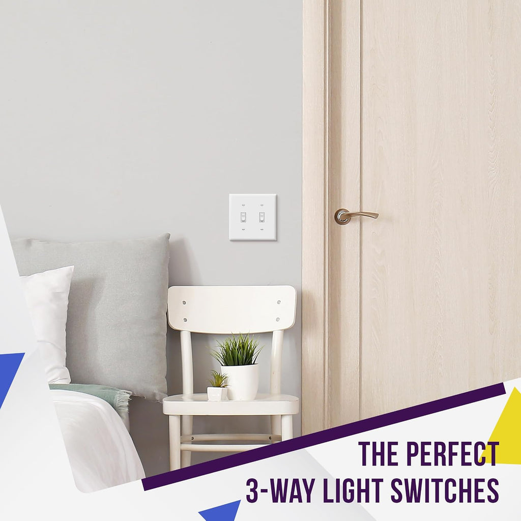 ENERLITES 10 Pack Toggle Light Switch, 3-Way Electrical Wall Switch, White