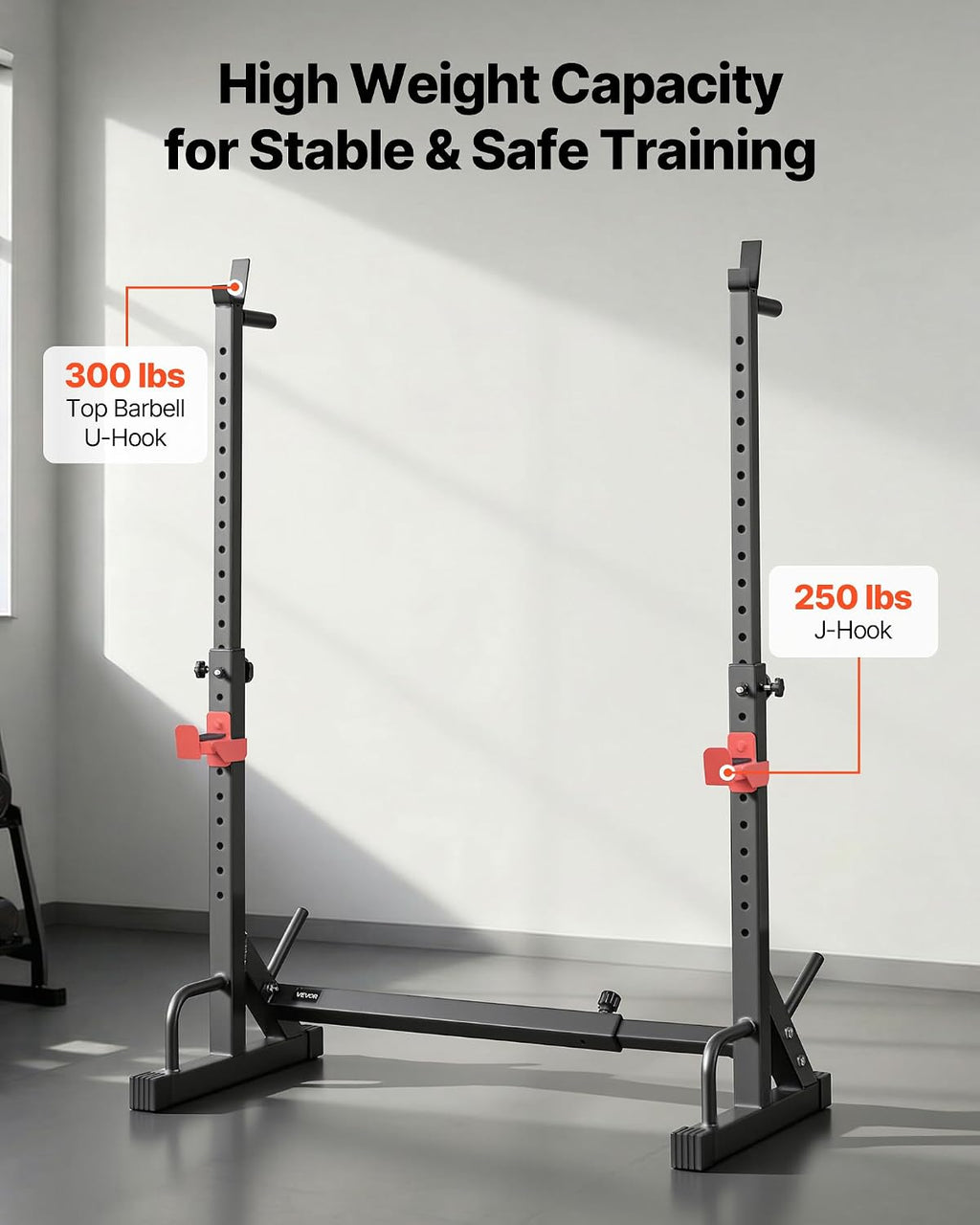 Power Cage Squat Rack, Home Gym Power Rack with Adjustable Height & Width, 550LBS Strength Training Workout Equipment