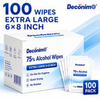 Extra Large 75% Alcohol Wipes, Individually Wrapped Pre-Moistened Disposable Wipes, Portable Travel Pack, 100 Count