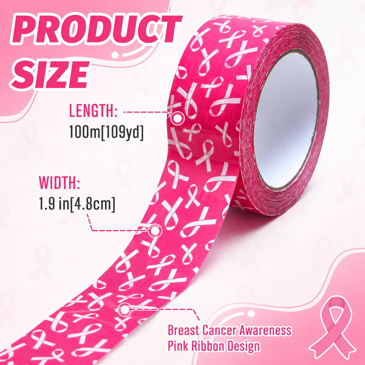 Breast Cancer Awareness Packing Tape, 109 Yard