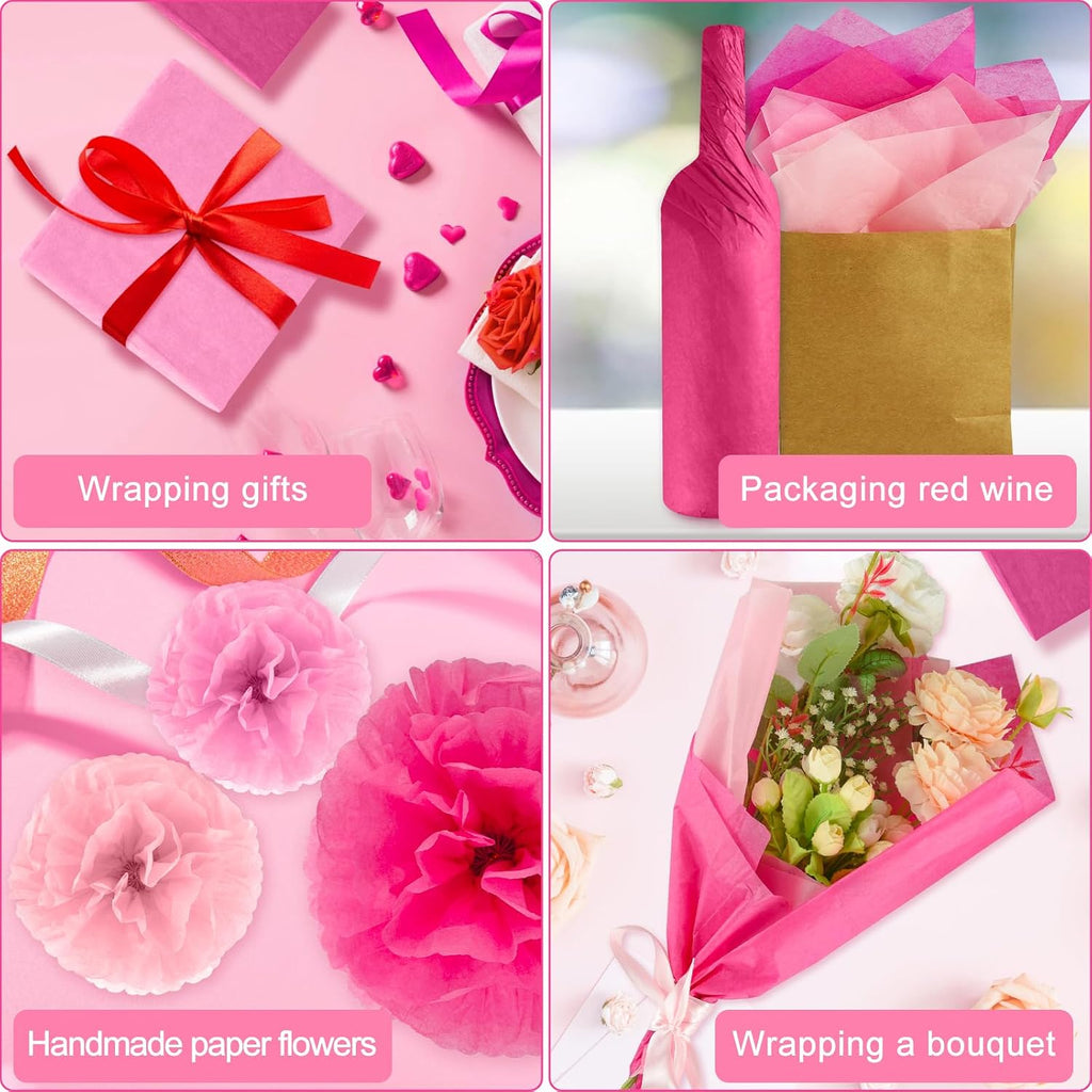 60 Sheets Assorted Pink Tissue Paper Set Gift Wrapping Paper