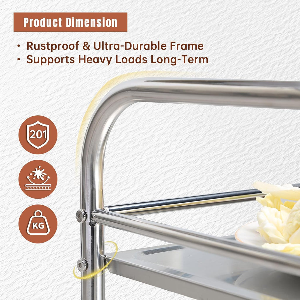 Heavy-Duty NSF 201 Stainless-Steel Rolling Cart