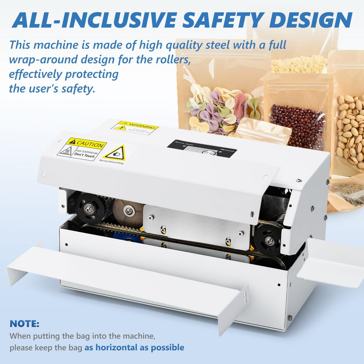 Commercial Grade Heat Sealer Automatic Continuous Heat Bag Sealing Machine, Temp&Speed Adjustable, Heavy Duty