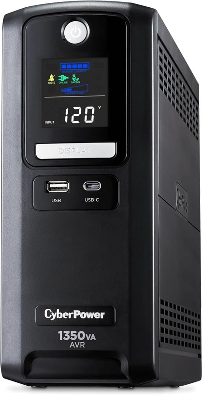 CST135UC2-R Line‑Interactive UPS Battery Backup and Surge Protector, 1350VA/810W, AVR, 10 Outlets, USB‑C & USB‑A