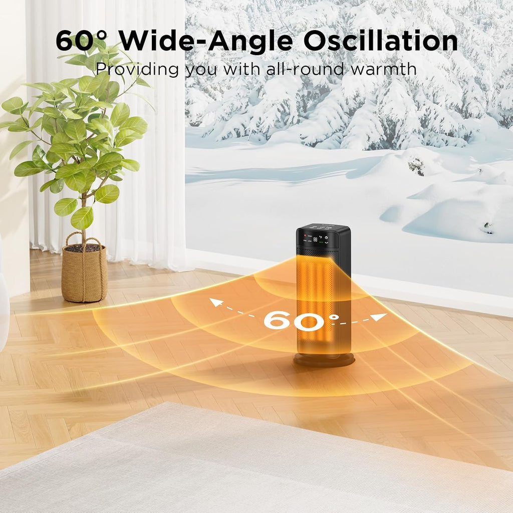 1500W Space Heaters for Indoor Use,PTC Ceramic Electric Heater with Remote | Fast Heating,ECO,59-95°F Digital