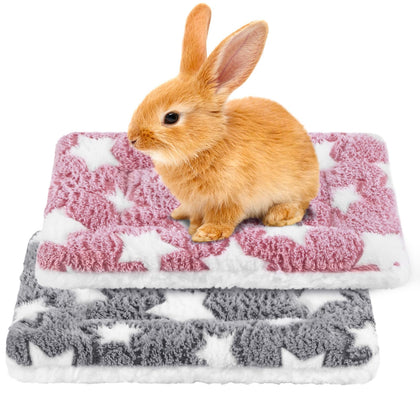 2 Pack Rabbit Bunny Bed Soft Guinea Pig Bed Mat Washable Guinea Pig Bunny Pad Reversible Small Animal Bed Cage Liner