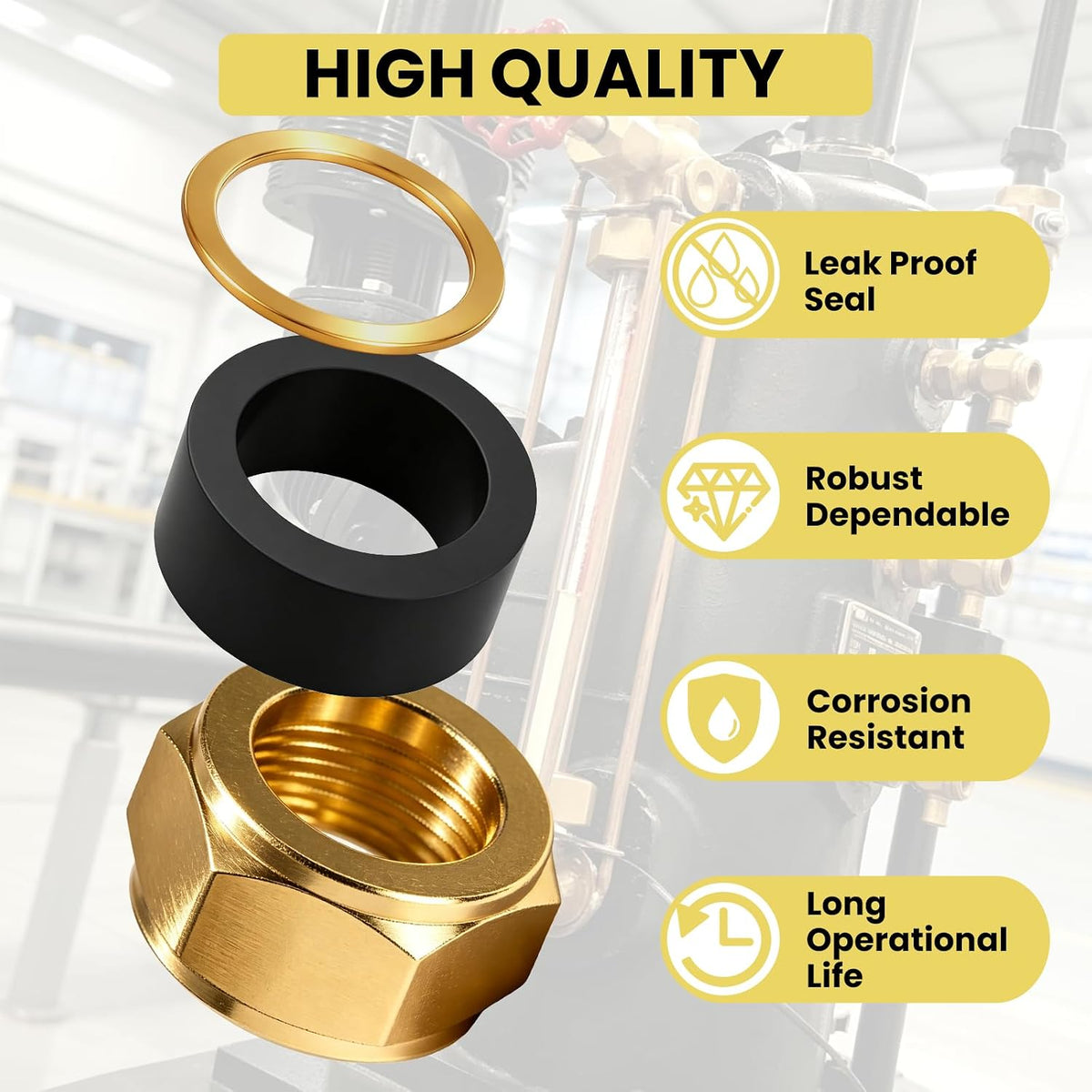 5/8" ID Sight Glass Steamer Parts for Boiler Valve, 1 Set