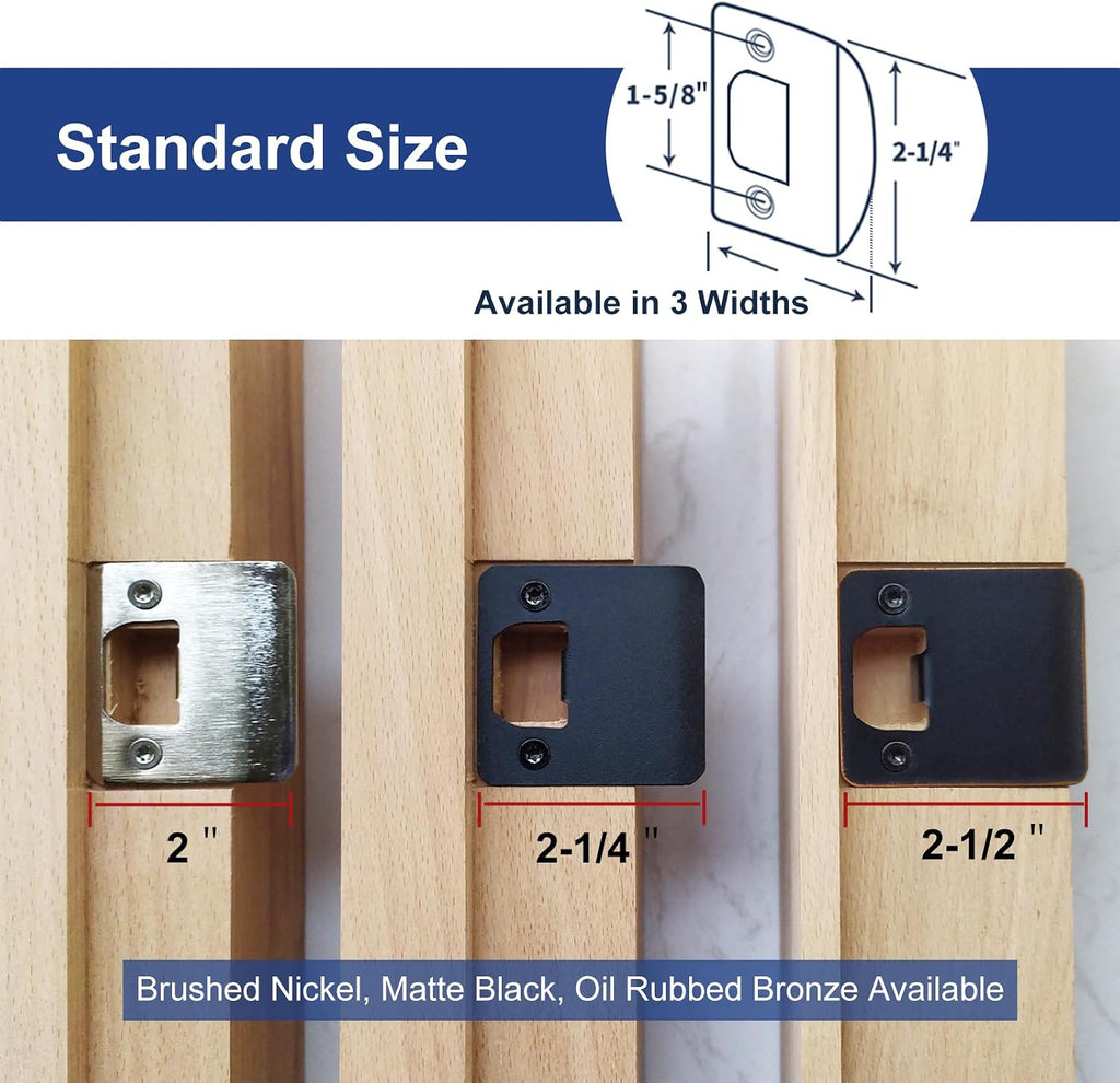 Extended Lip Strike Plate 2-1/4" x 2-1/4", Heavy Duty Version | 2-1/4" Overall Width, Oil Rubbed Bronze, Round